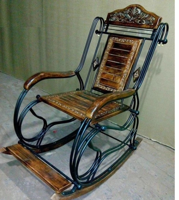 STYLO Iron Rocking Chair Is Fully Portable & Easy to Dismantle Relax Your Back Pain - Free Size, Brown, Iron, Pack of1